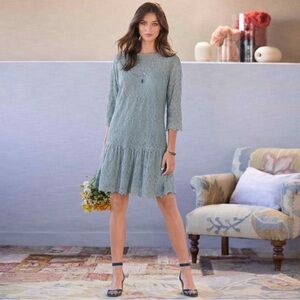 Sundance Catalog Windflower Whisper Lace Overlay Dress Slip Green Women’s Small